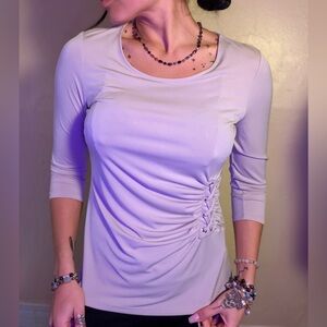 Calvin Klein Cream Long Sleeve Top with detail